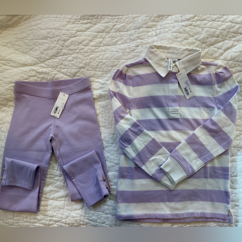 Janie and Jack Purple and White Kids Matching Set